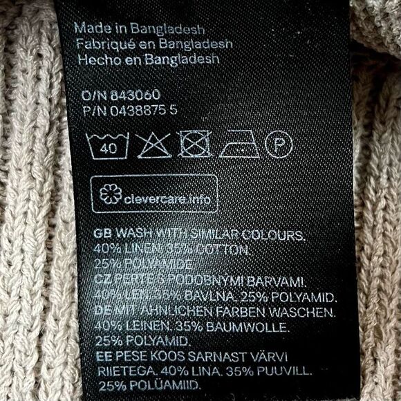 H&M Tan Beige Knit Crew Neck Tunic Sweater S - Picture 6 of 11